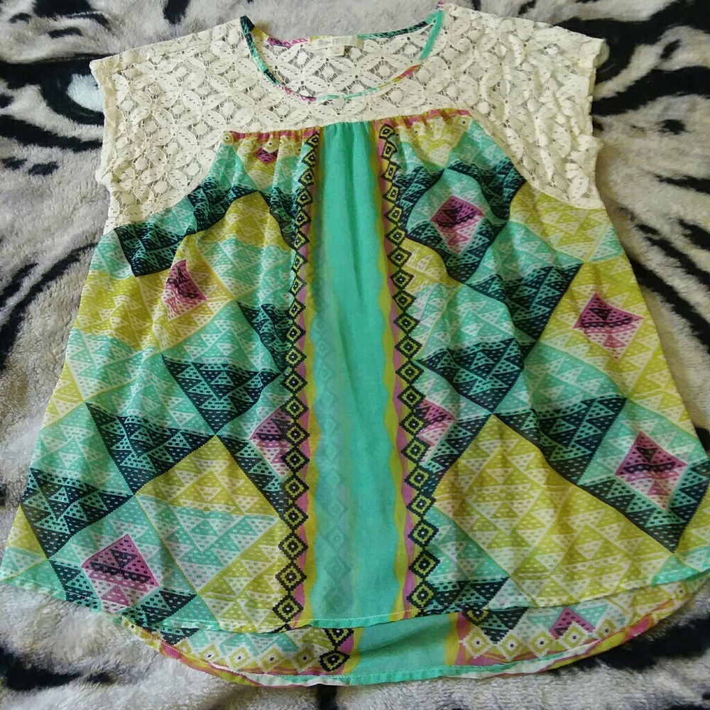 Love Fire Aztec Print Blouse